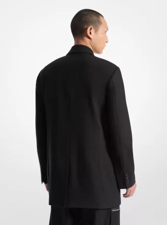 Blazer croisé en flanelle de laine stretch