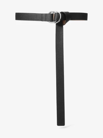 Ceinture à double anneau en cuir grainé