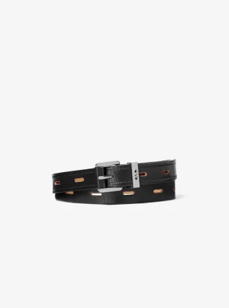 Ceinture en cuir mélangé ajouré