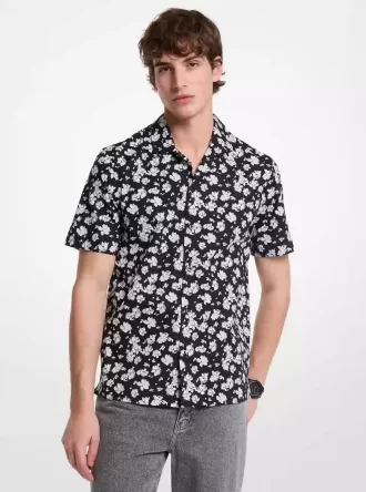 Chemise de camp en coton stretch à fleurs