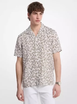 Chemise de camp en lin à fleurs