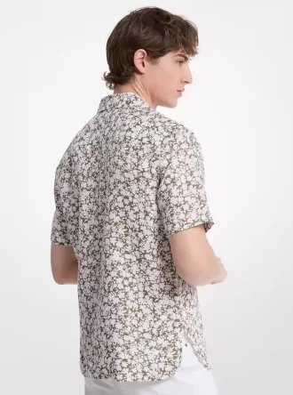 Chemise de camp en lin à fleurs