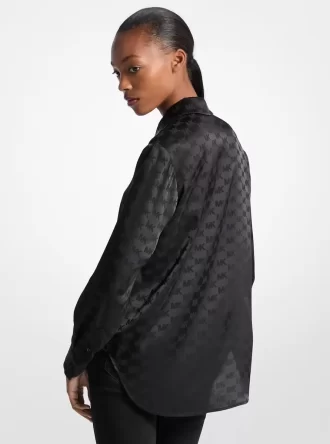 Chemise en satin jacquard à logo