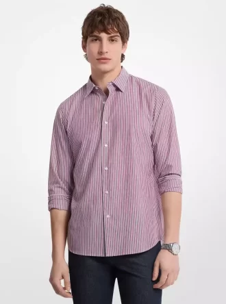 Chemise rayée coupe classique en mélange de coton