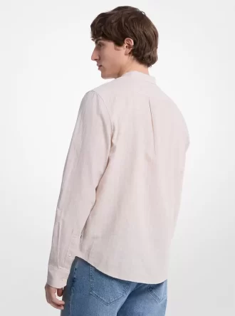 Chemise rayée en lin et coton mélangés