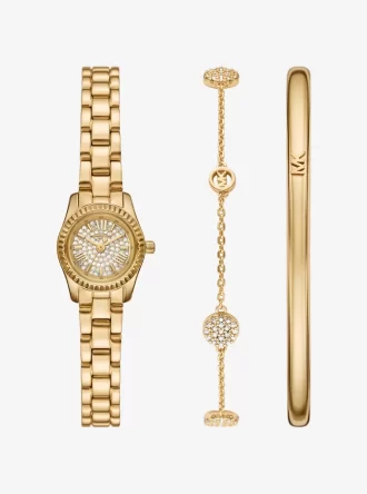 Coffret cadeau montre et bijoux Petite Lexington Pavé doré