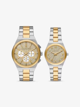 Coffret de montres Lennox Pavé bicolores pour homme et femme