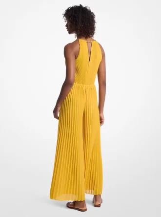 Combinaison dos nu plissée en georgette ornée