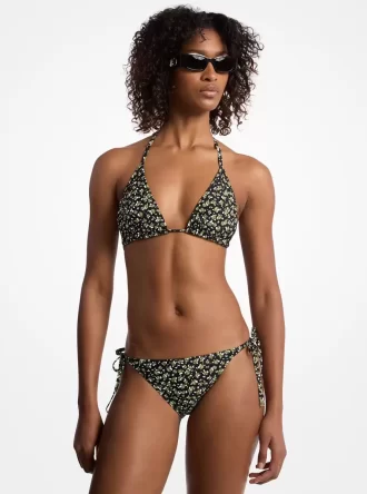 Haut de bikini en nylon stretch imprimé floral