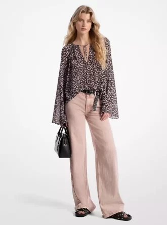 Jean à jambes larges teint en pièce