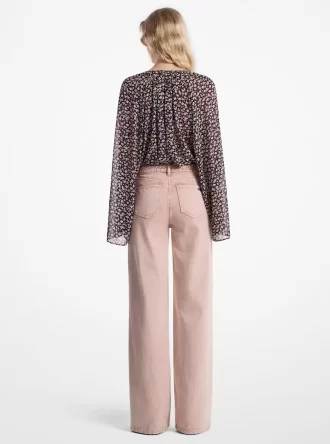 Jean à jambes larges teint en pièce