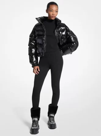 Leggings de ski à étriers en jacquard gaufré avec logo