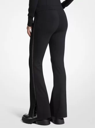 Leggings évasés en nylon stretch avec logo et bande élastique