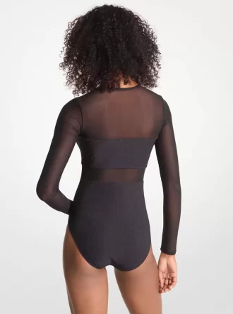 Maillot de bain zippé en nylon extensible