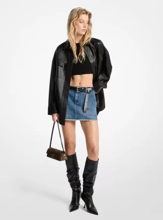 Mini-jupe en jean effiloché