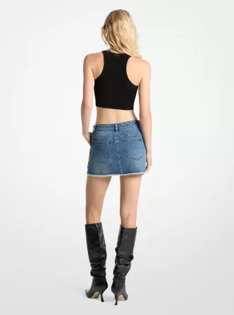 Mini-jupe en jean effiloché