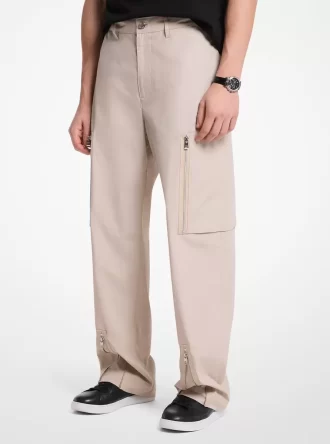 Pantalon cargo zippé en popeline de coton