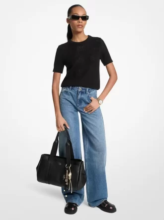 Pull à manches courtes en maille de coton et cachemire