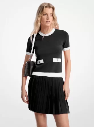 Pull à manches courtes en maille extensible