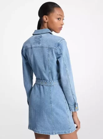 Robe mini en jean ceinturée