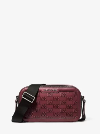 Sac bandoulière en cuir bruni embossé du logo Hudson