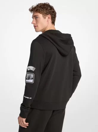 Sweat à capuche zippé en coton orné